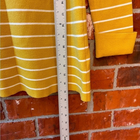Tahari Womens Small Mustard Yellow Stripe Cuff Rolled Sleeve Sweater - Picture 8 of 9